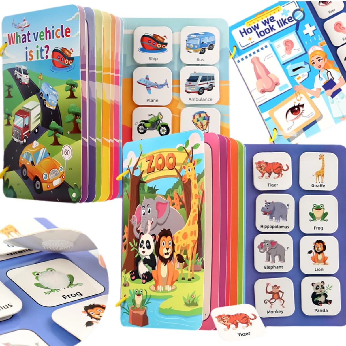 Libro occupato per bambini Montessori Il mio primo libro silenzioso Incolla Giocattolo educativo per l'apprendimento precoce Giocattolo per bambini Gioco di abbinamento per bambini 2 3 anni