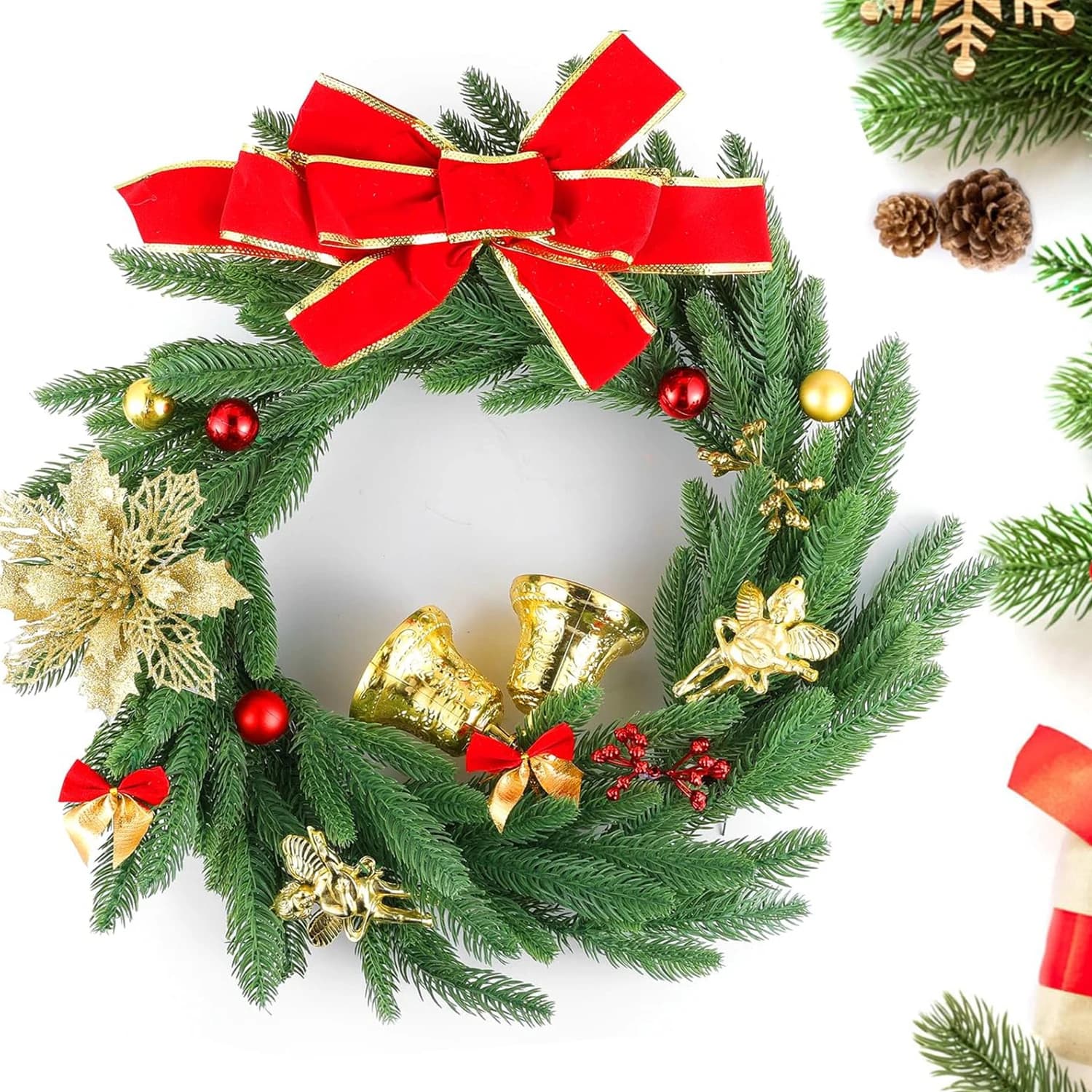 50/100 pcs Artificial Plants Bee Small Fruit Red Garland Christmas House Exterior House Garden Wedding Feast Vase Filling