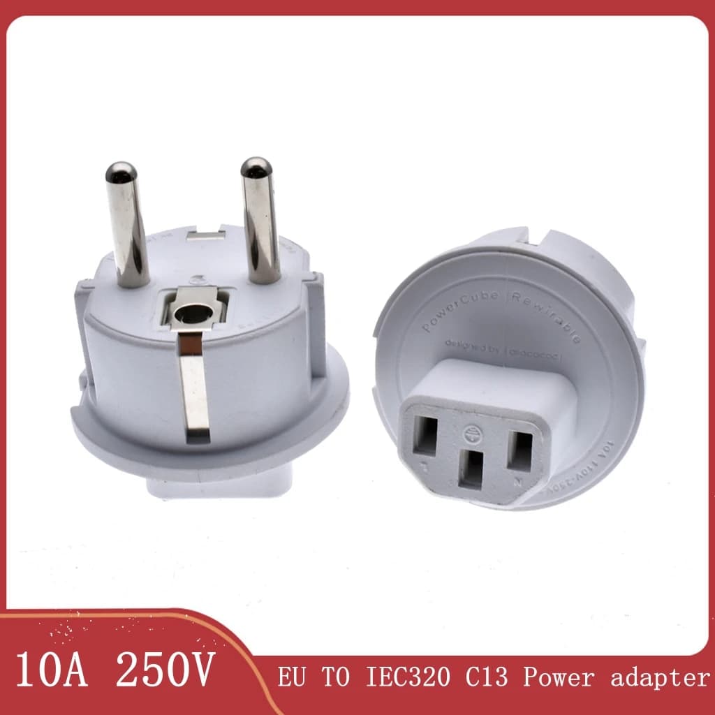 EU a IEC320 C13 adattatore di alimentazione, EU maschio a IEC320 C13 femmina spina AC, EU(4.8MM) 2 pin a PDU/UPS spina di conversione, 10A 250V