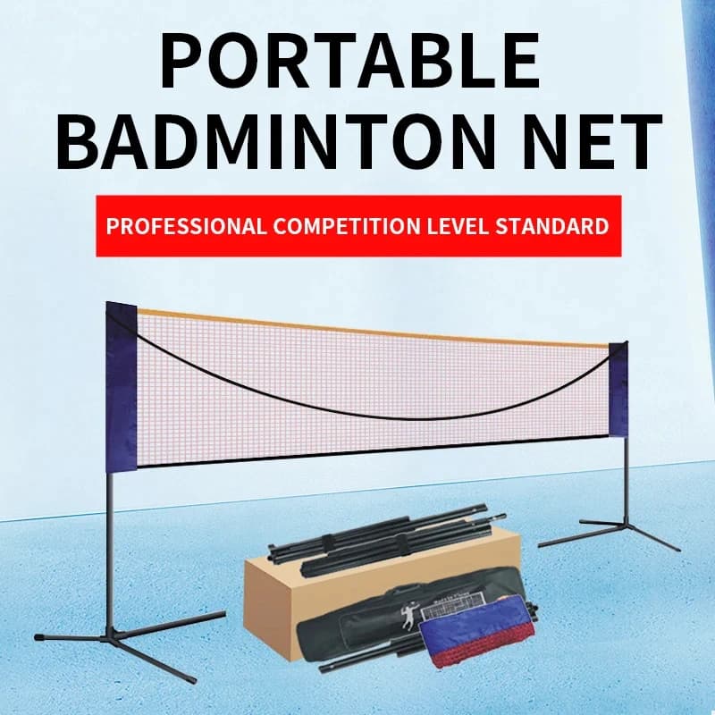 Supporti Pieghevoli Portatili per Badminton da 6,1M con Altezza Regolabile, Rete Professionale per Allenamento Tennis, Pallavolo, Calcio