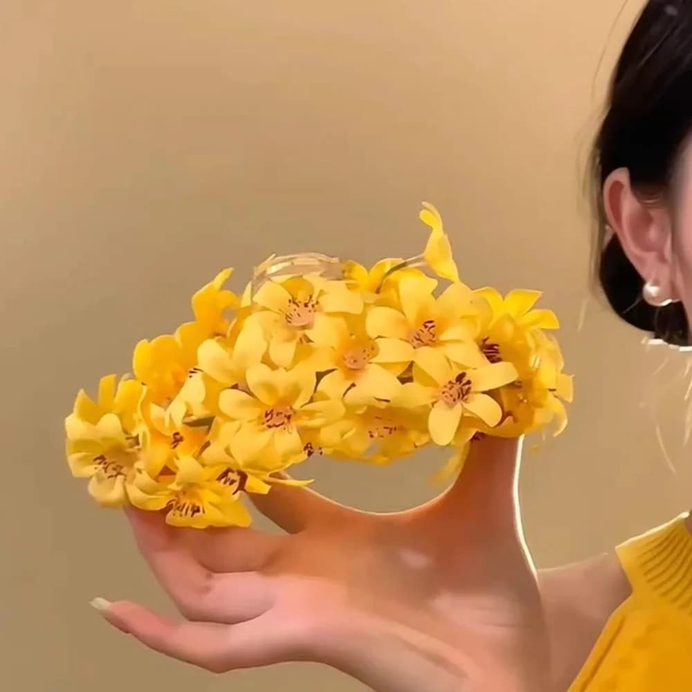 New Sweet Beach Floral Hair Claw Solid color Acrylic Vacation Style Shark Clip Delicate Super Fairy Elegant Hair Clip Seaside