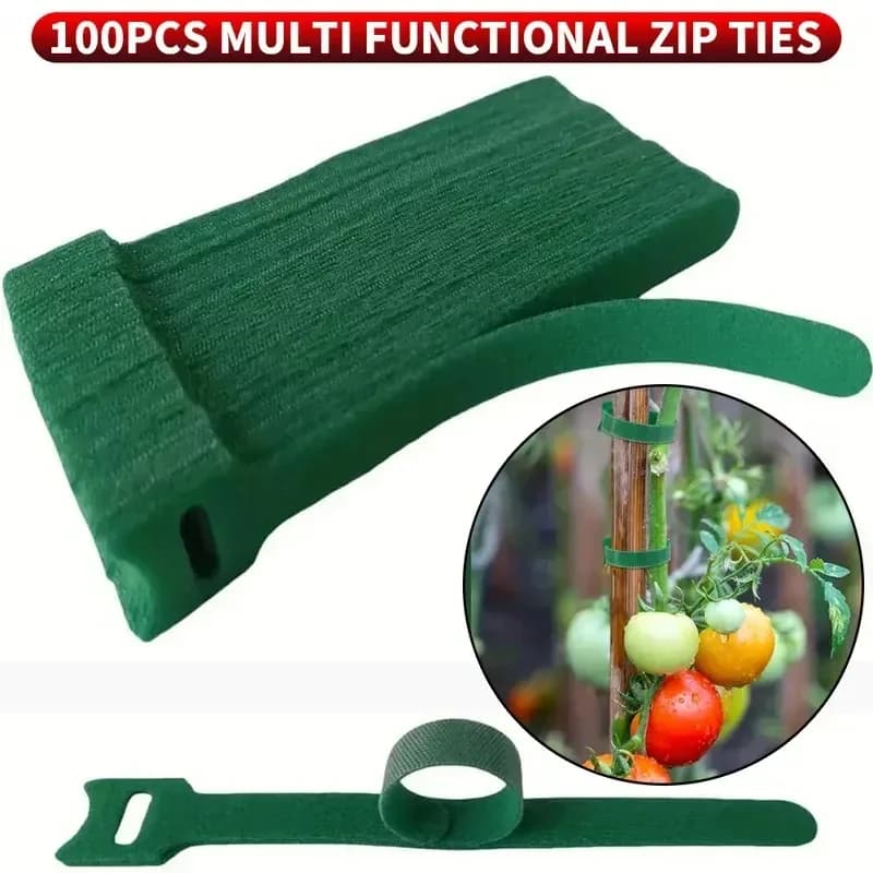 100Pcs Non‑Slip Velcro Plant Zip Ties Adjustable Hook Loop Straps Multi Purpose For Garden Plant Support Home Decoration