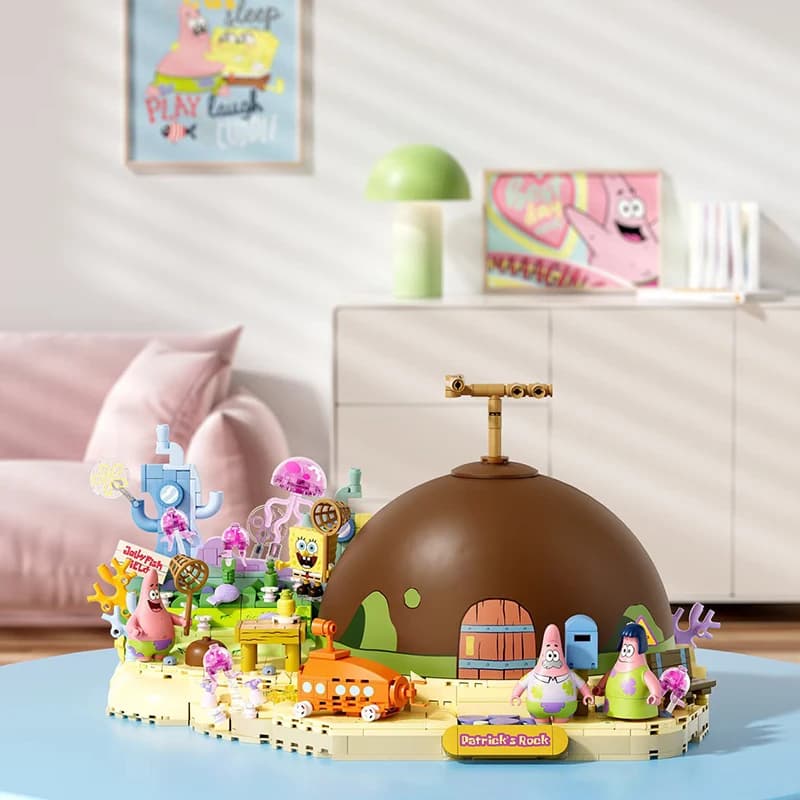 Spongebob Patrick Star Rock House Building Blocks Set Creativo Assemblaggio fai-da-te Giocattolo educativo per bambini Regalo di Natale Scatola cieca