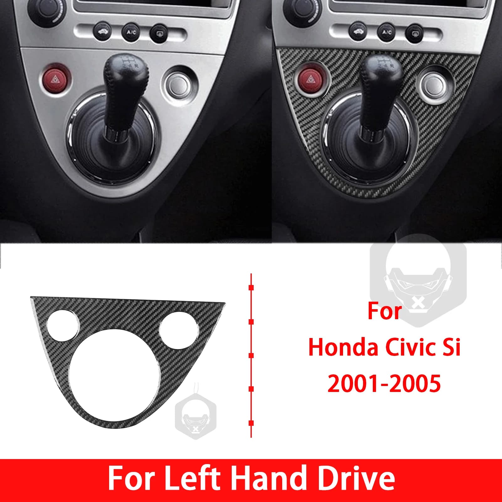 For Honda Civic Si 2001-2005 Real Carbon Fiber Gear Shift Panel 1PCS Car Kit Trim Cover Decal Styling Upgrade Interior Sticker