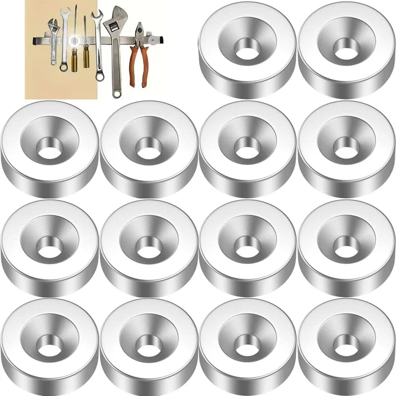 10/20/30/50 Pezzi con dischi svasati da 18x3-4mm, Magneti da frigo portatili, Gancio magnetico multifunzione, Puntine magnetiche per l'organizzazione domestica