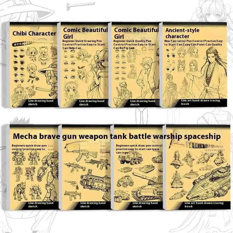 48Pages Anime Character Line Art Drawing Book Simple Hand Drawn Outlines Sketch Book For Beginners Tracing & Painting Practice