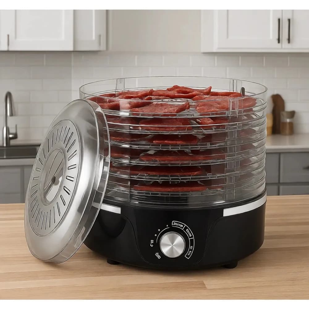 Essiccatore per Alimenti a 5 Ripiani con Temperatura Regolabile per Carne Essiccata, Erbe, Frutta, Verdura e Snack Secchi