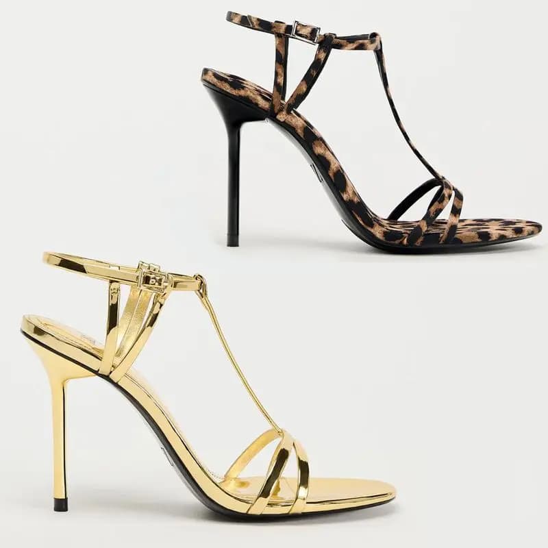 Sandali da Donna Estate 2026 Nuovo Prodotto Scarpe da Donna Eleganti con Stampa Leopardata Tacchi Alti alla Moda
