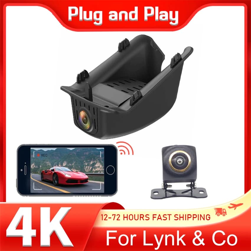For Lynk & Co 01 2017~2023 2024 2025 For lynk co 05 05+ 2020 2021 2022 4K 2160P Plug And Play Dash Cam Wifi Car DVR Dual Lens