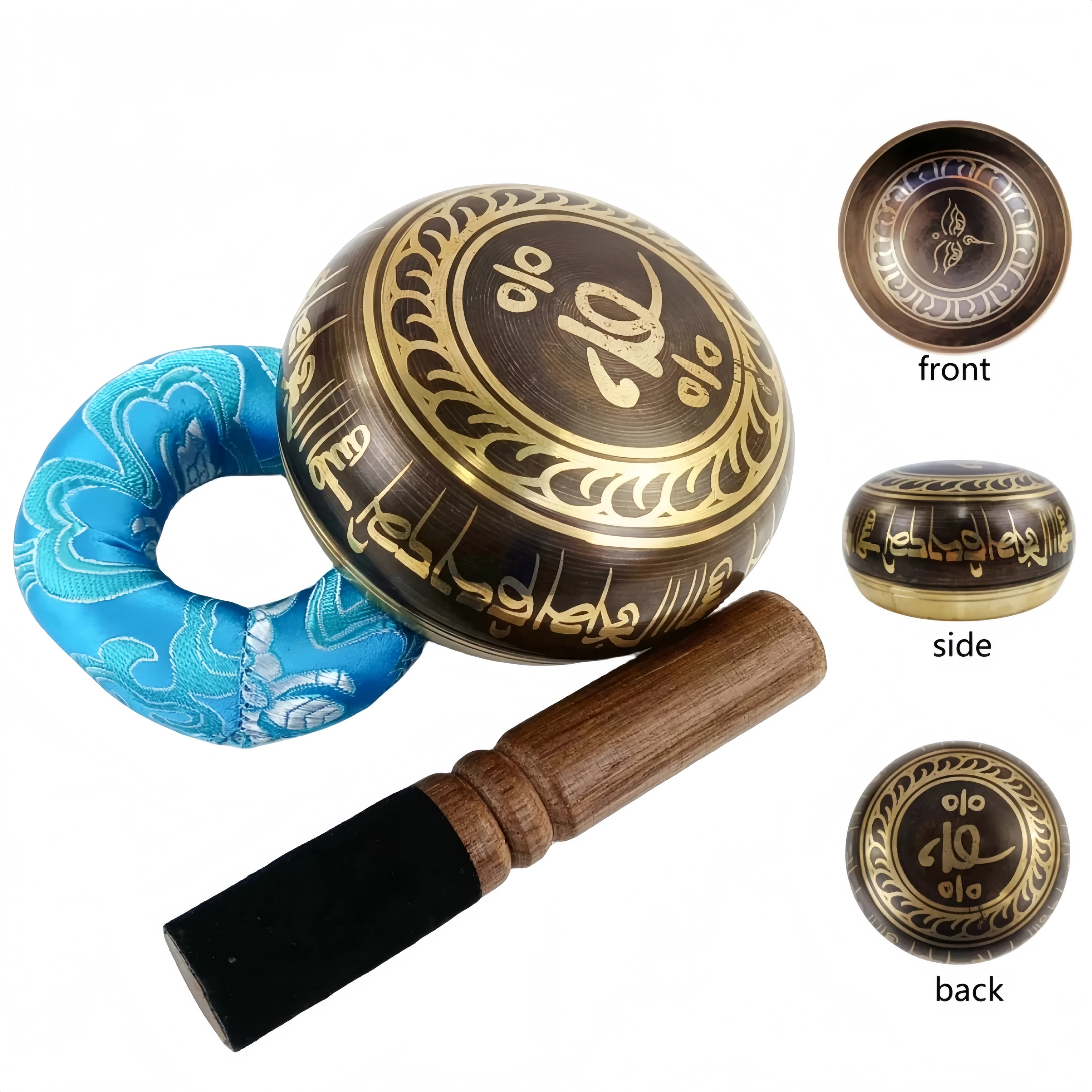 Miwayer Nepal Black Singing Bowl Set Divine Eye Meditation Bowl for Yoga Stress Relief Chakra Healing Unique Gift