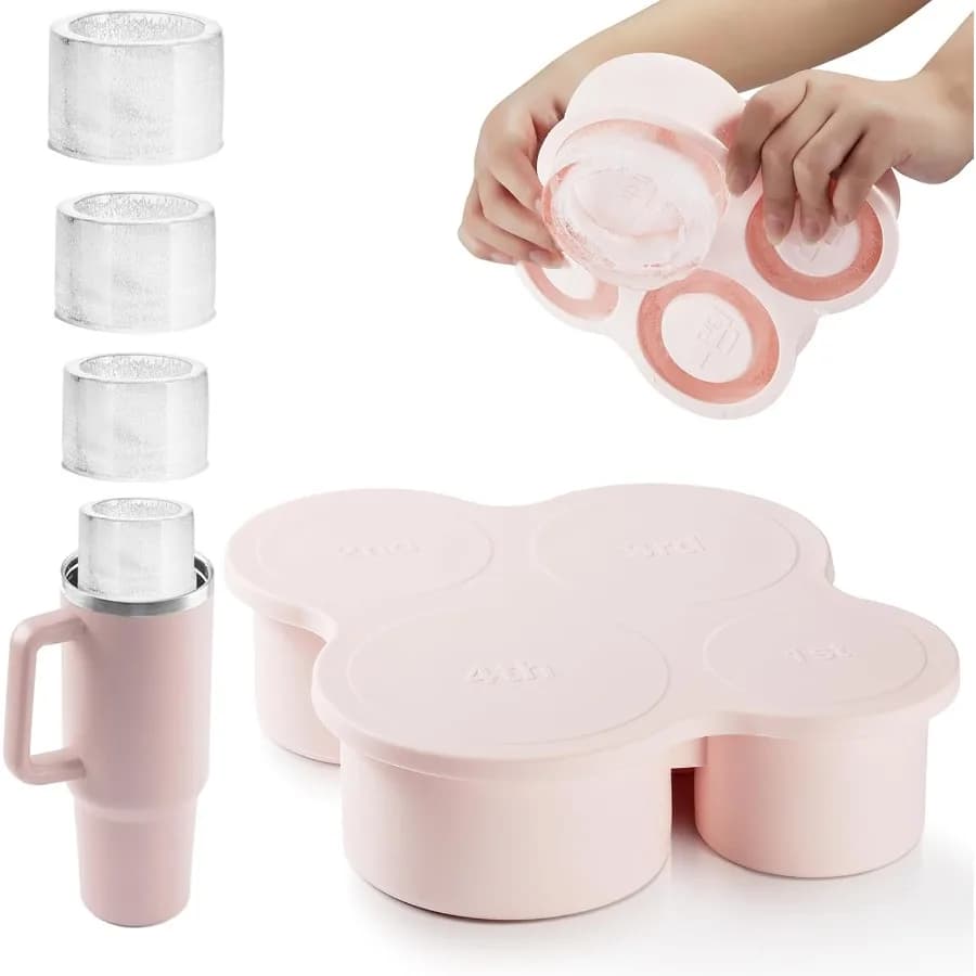Stampo per cubetti di ghiaccio a cilindro cavo per accessori per tazze Stanley da 20 once 30 once 40 once Stampo per ghiaccio per bicchiere in silicone con coperchio per bicchiere Whiey C