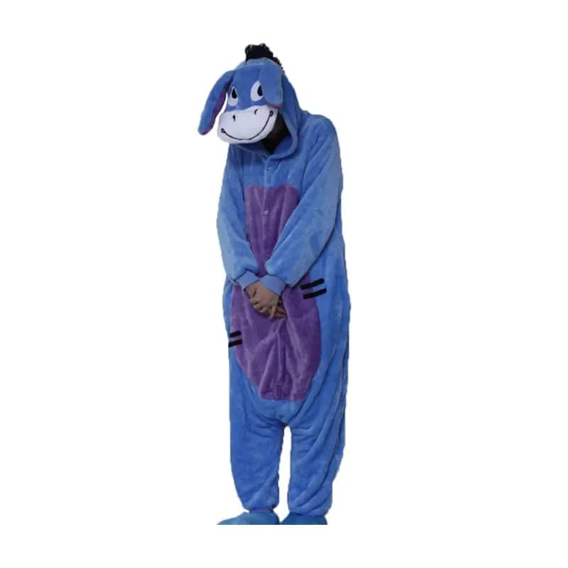 2025 Nuovo Eeyore Onesies Kigurumi Pigiama Animale Unisex Adulti Flanella Con Cappuccio Tute Cerniera Indumenti Da Notte Anime Party Cosplay ★ ❤ ☆