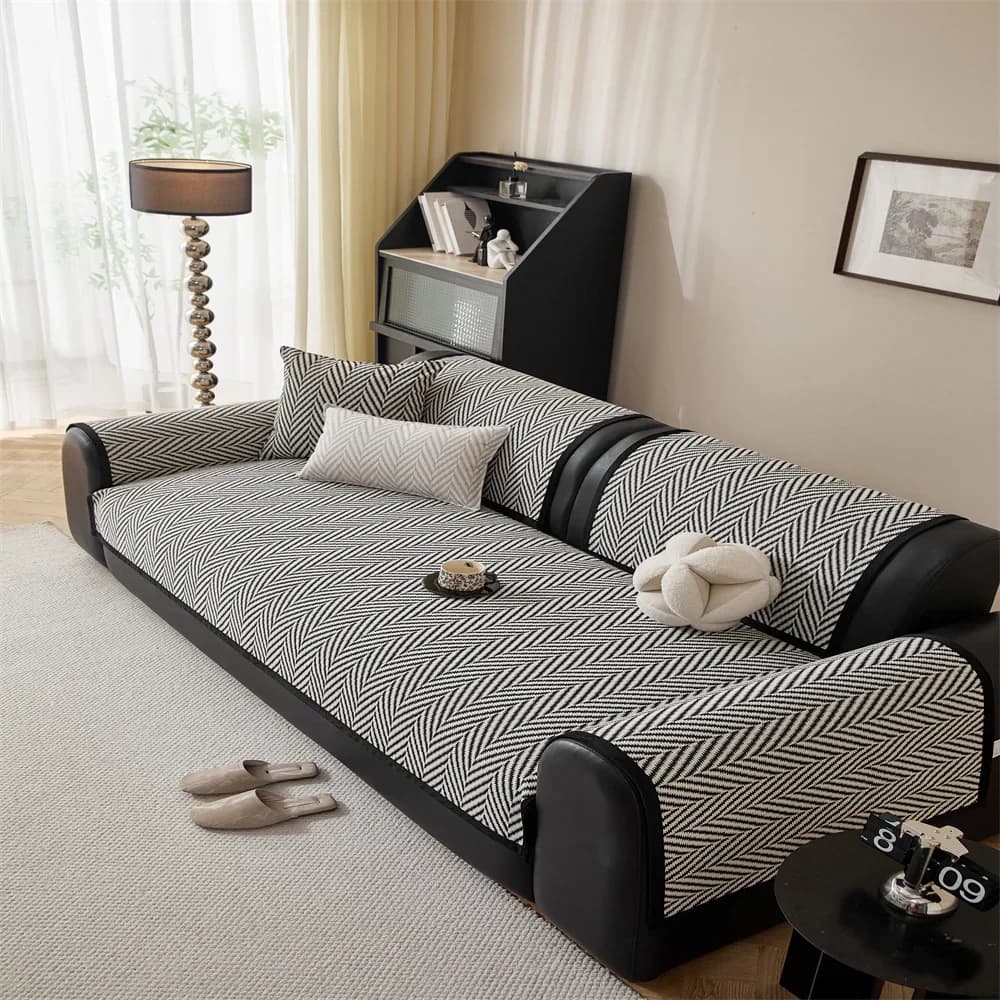 Retro Chenille Sofa Cushion Cover Universal Non-Slip Fixed Straight Row All-Seasons Slipcover for Home Comfortsofa Cover