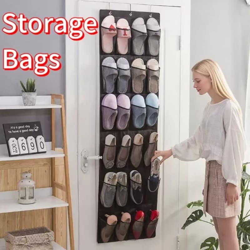 Borsa portaoggetti per scarpe con 24 tasche, montata a parete dietro la porta, armadio, scarpiera, organizer salvaspazio, articoli vari