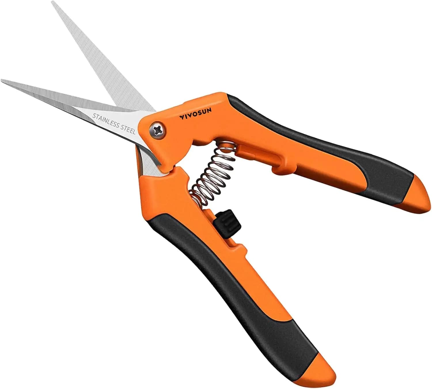 6.5 Inch Gardening Scissors Hand Pruner Pruning Shear with Straight Stainless Steel Blades Orange 1-Pack, Flower Branch Trimming, Yard Planting Scissors, Flowers, Fruit and Vegetable Picking Tools