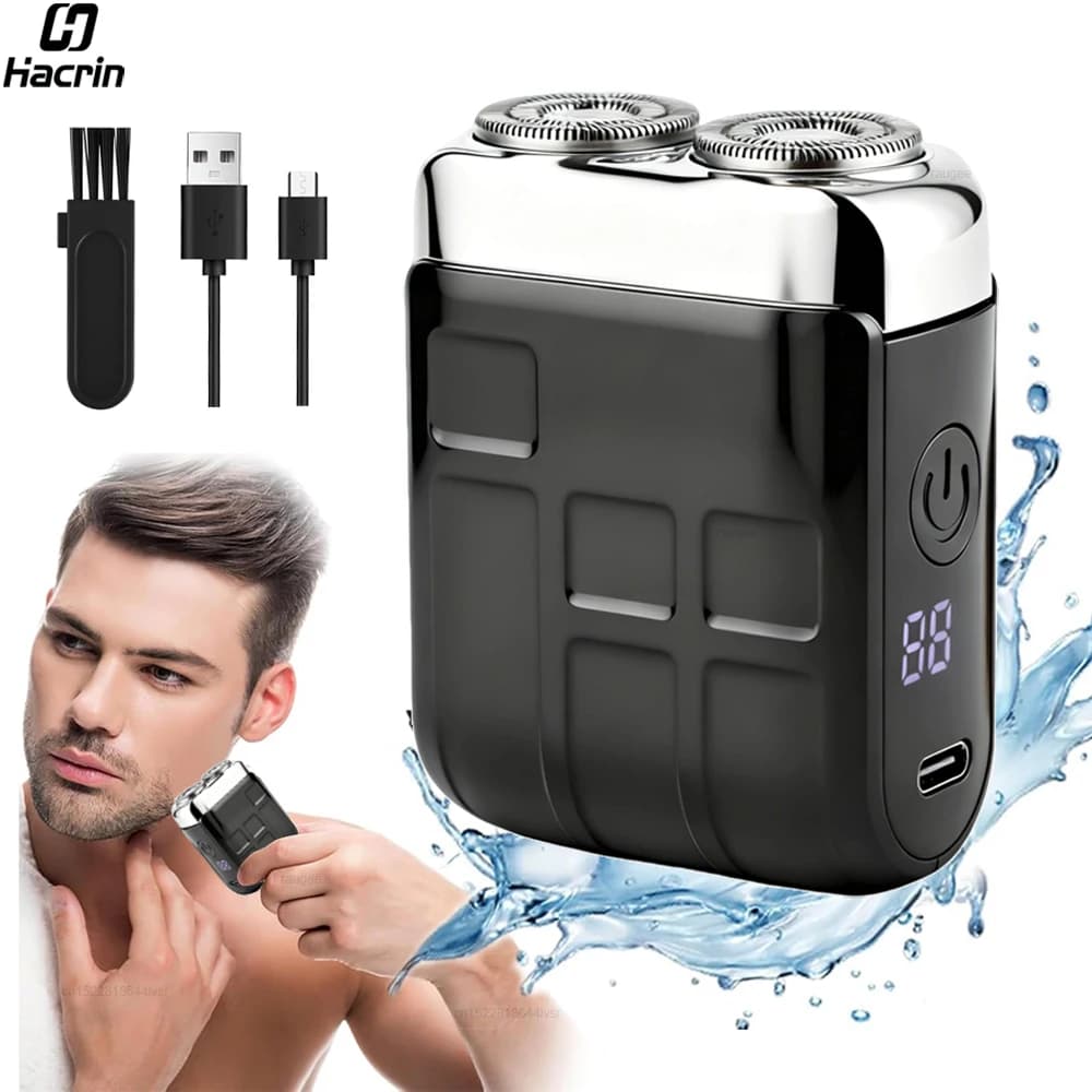 Electric Razor for Men Mini Electric Shaving Machine Men's Bearing Portable Barba Trimmer Rechargeable Electric Shaver Double Blade