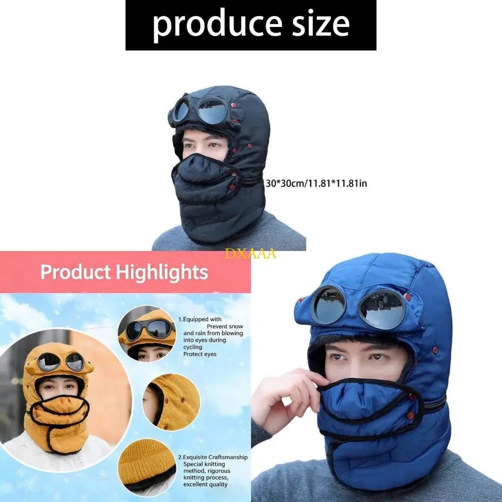 DXAA Fashionable Stylish Winter Hat Scarf Trapper Hats Goggle and Face Mask Enhancing In Outdoor Occasion Cold Season