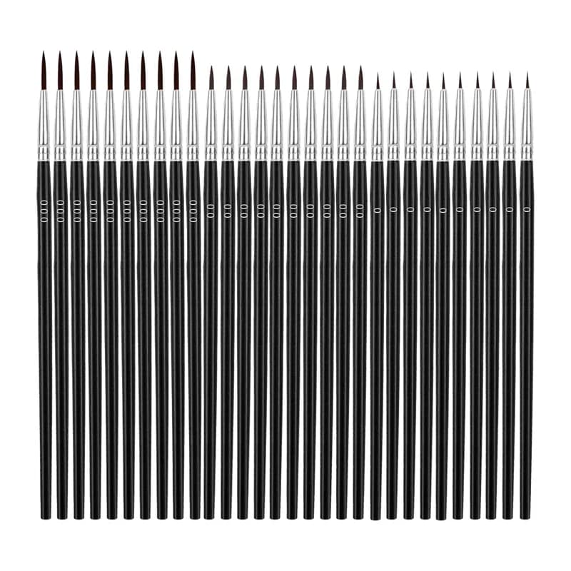 30Pcs Tiny Detail Paint Brushes Fine Paint Brushes Set with 3Size Miniature Painting Brushes for Acrylic Watercolor Oil Painting