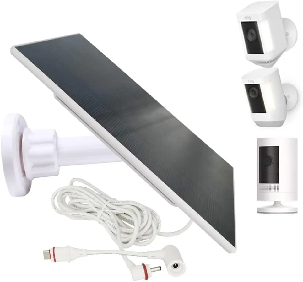 Pannello solare a ricarica rapida per telecamere Ring, compatibile con batteria Spotlight e Stick Up Cam, presa USB-C/DC3.5