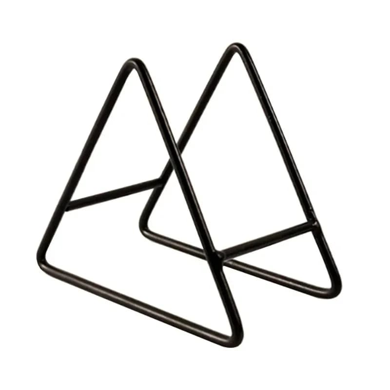Supporto per sottobicchiere supporto per scolapiatti sottobicchieri a triangolo supporto per bevande cucina supporti rotondi portaoggetti in metallo nero piatto da esposizione in ferro