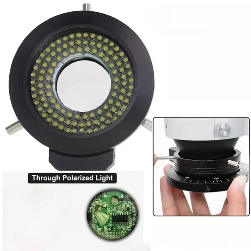Luce LED per Microscopio 62mm, Illuminatore ad Anello LED con Polarizzatore per Microscopio Stereo Industriale