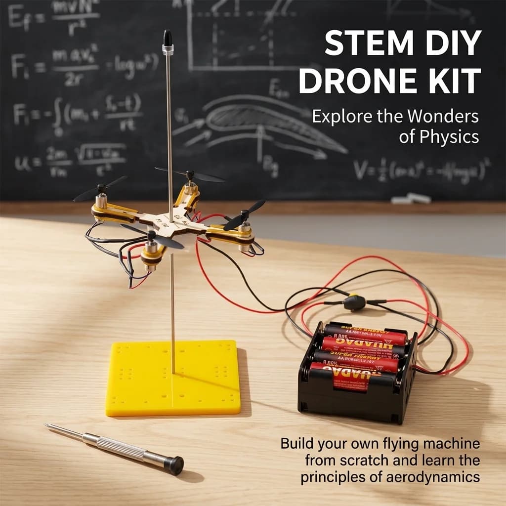 Drone Elicottero Fai-da-Te, Giocattolo Educativo per Esplorazione Fisica, Puzzle STEM, Ausilio Didattico per Bambini