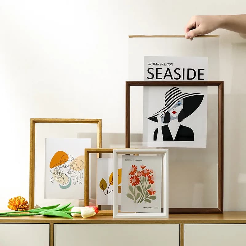 Double Sided Transparent Photo Frame Sample Embossing Acrylic Frame Set Up Calligraphy Display Frame Home Decor
