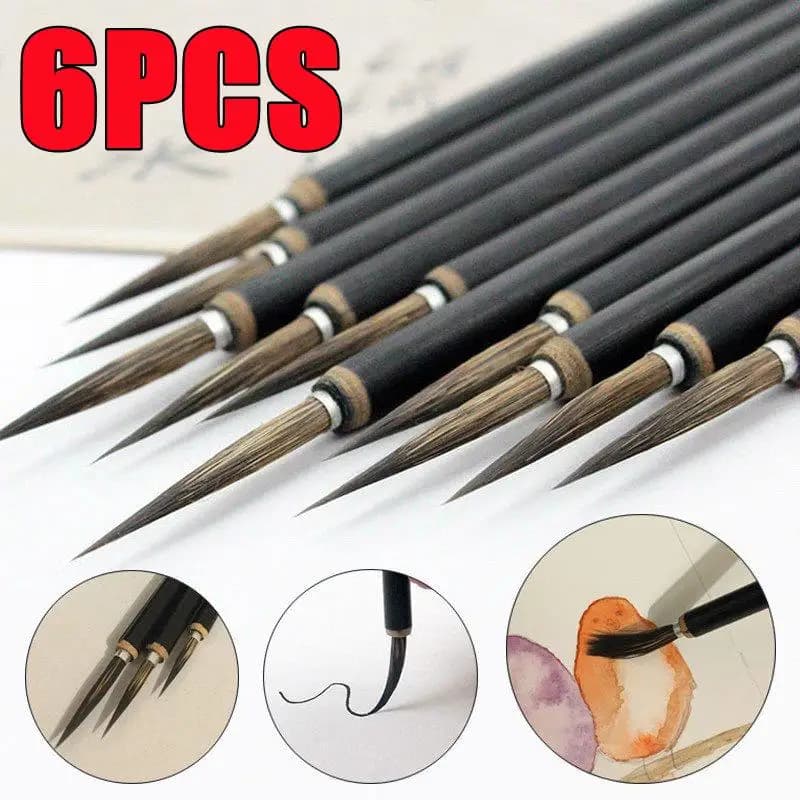 Nuovo 6/3/1PC Pennello per calligrafia cinese ceramica Linea di ganci Pennello per pittura fine Penna Donnola Topo Baffo Pietra Pennello per capelli di tasso