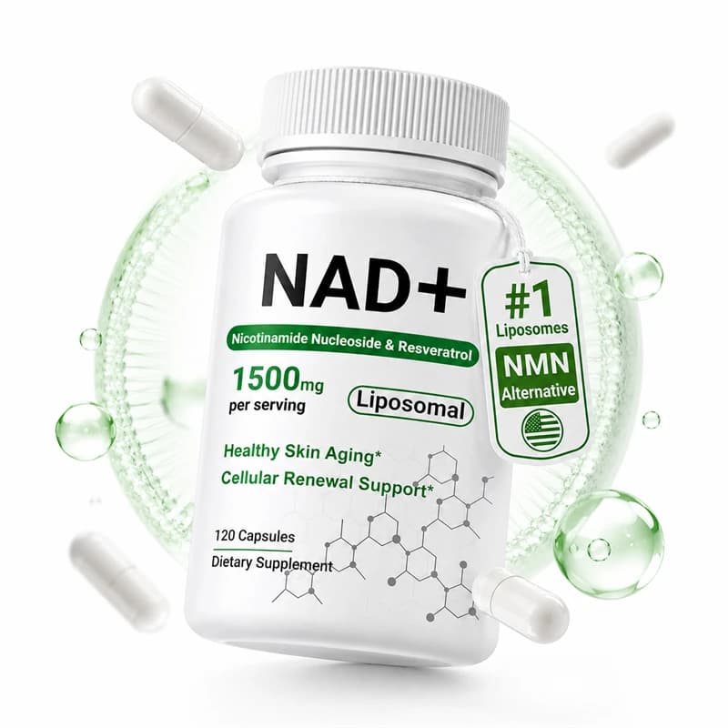 NAD+ Supplement 1500 mg, Liposomal Nicotinamide Riboside Resveratrol - Anti-aging, Energy, Focus, Promotes Cell and Skin Health