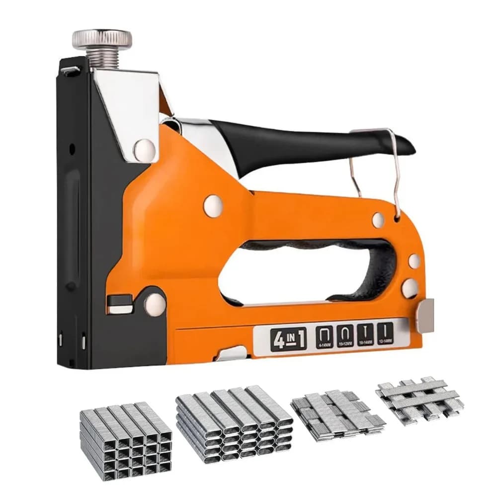 Pistola per punti metallici per tappezzeria Pistola per cucitrice 4 in 1 per impieghi gravosi con 800 punti metallici Cucitrice manuale per la carpenteria artigianale in legno