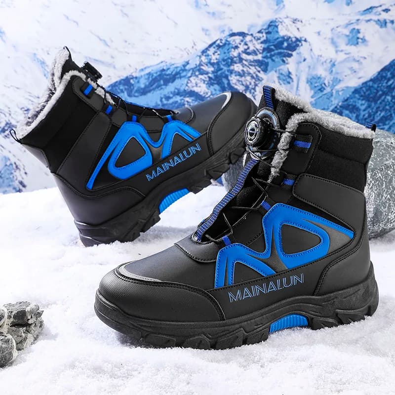 Men'S Winter Snow Boots Featuring a Cozy Fleece Lining, Sturdy PU And PVC Sole | Lace-Up Ankle Height Suitable for Hiking, Outdo