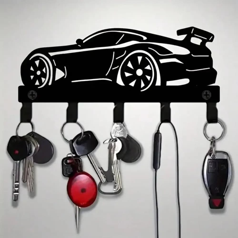Wall keyring, aerodynamic design with metal hook for kitchen, bathroom, garage, multipurpose organizer.