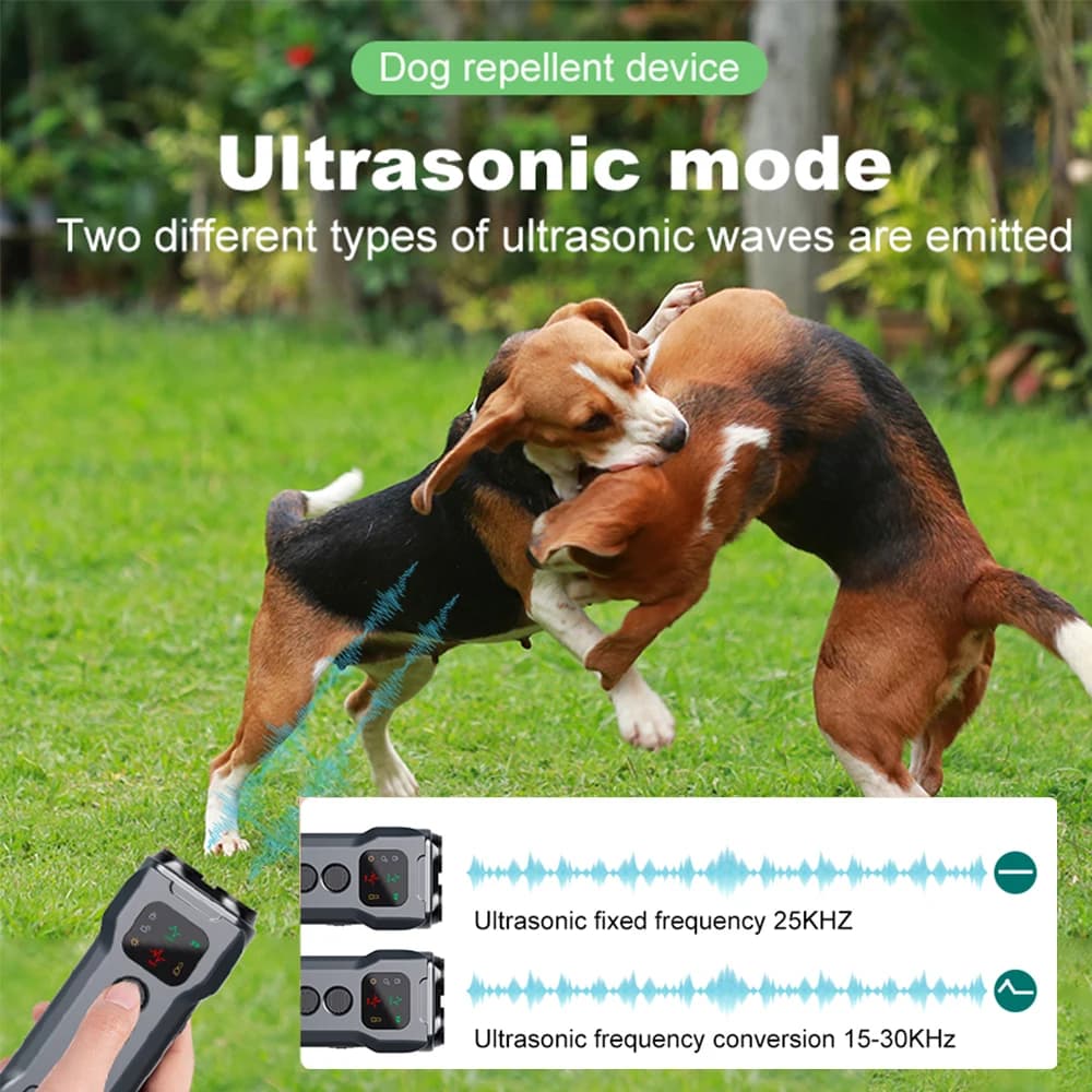 800mAh Repellente per cani Dispositivo di addestramento per cani ad ultrasuoni Deterrente anti-scorte Torcia a LED Collare antiabbaio Alternativa ricaricabile