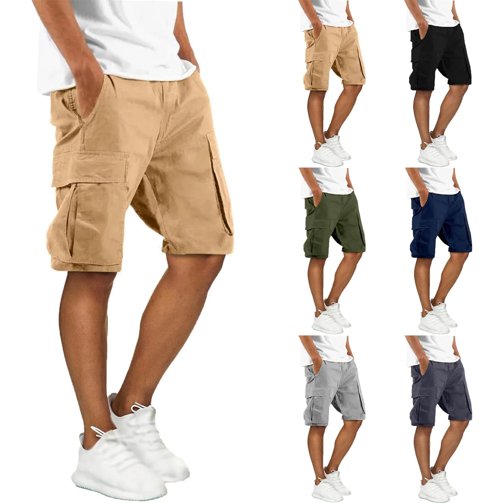 Nuovi Pantaloncini Cargo Estivi da Uomo 2026, Pantaloncini con Stampa Lettering e Tasche, Moda Casual, Taglio Dritto, Ropa Hombre