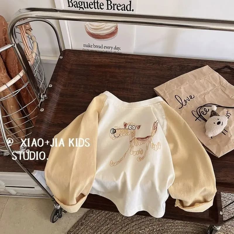 Autunno Bambini Ragazzi Maniche lunghe Modello cane Manica raglan Infantile Neonati maschi Pullover Colletto tondo Impiombato Bambino Bambino Ragazzo Top