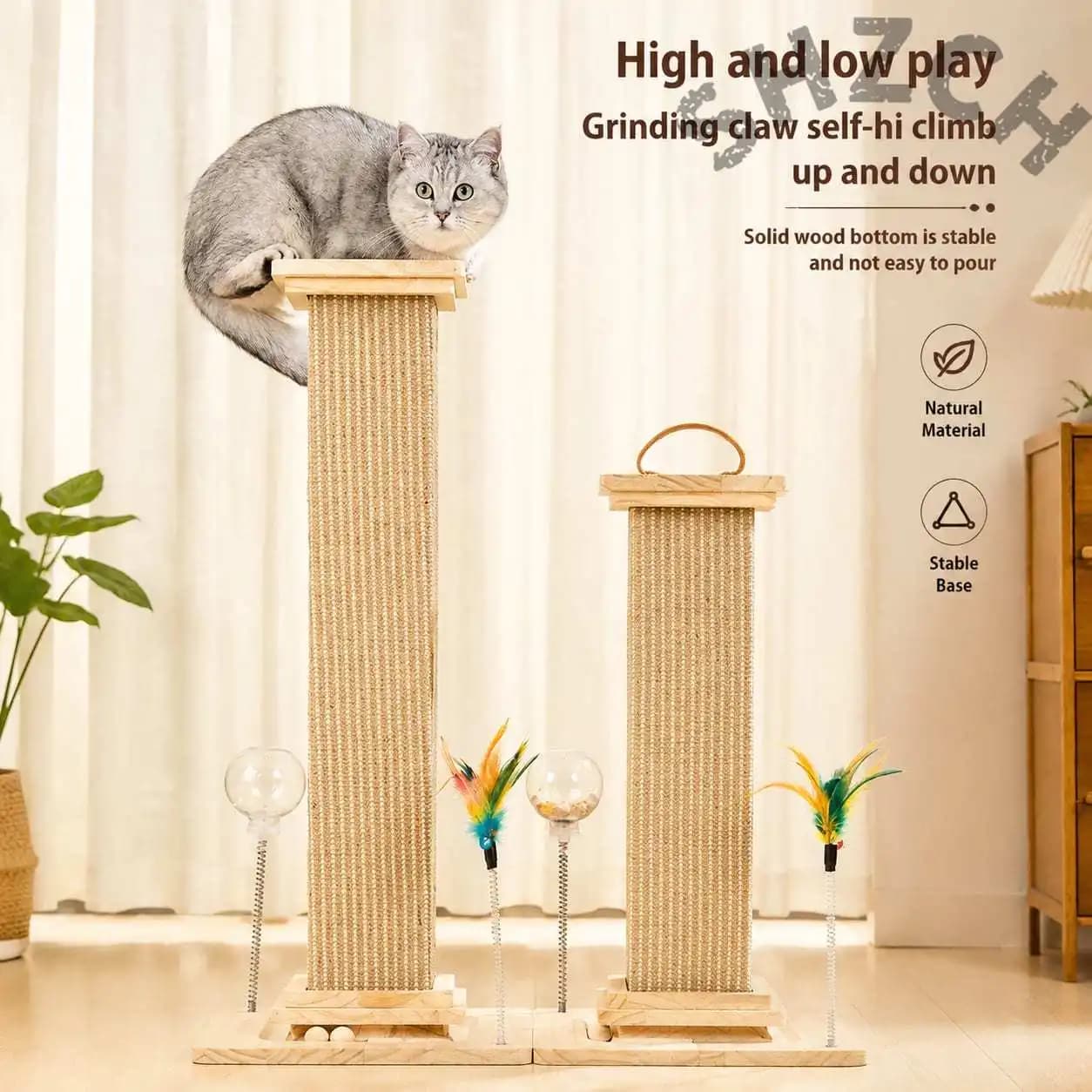 Large Roman Column Cat Climbing Frame - Sturdy Sisal Scratching Post, Non-Fading Cat Scratching Column, and Fun Toy for Felines