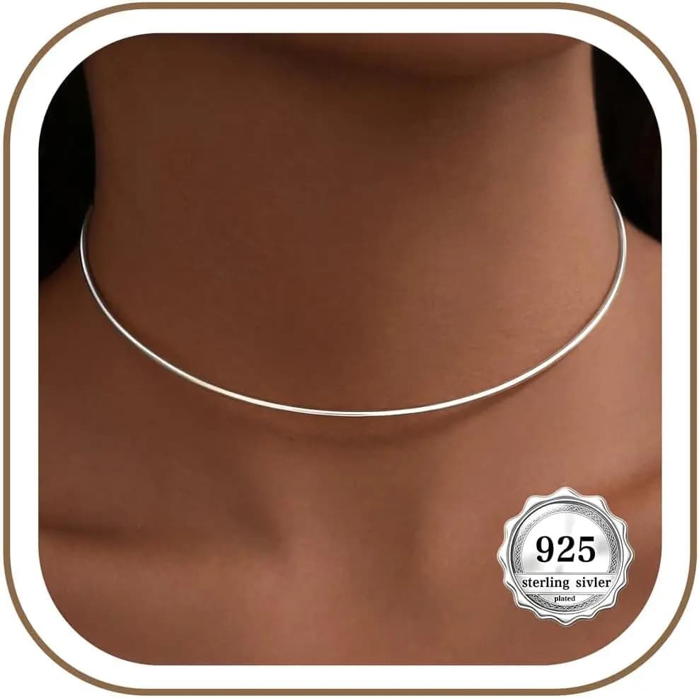 Collana Girocollo Minimalista Sottile per Donne, Leggera Placcata in Oro, Ipoallergenica e alla Moda