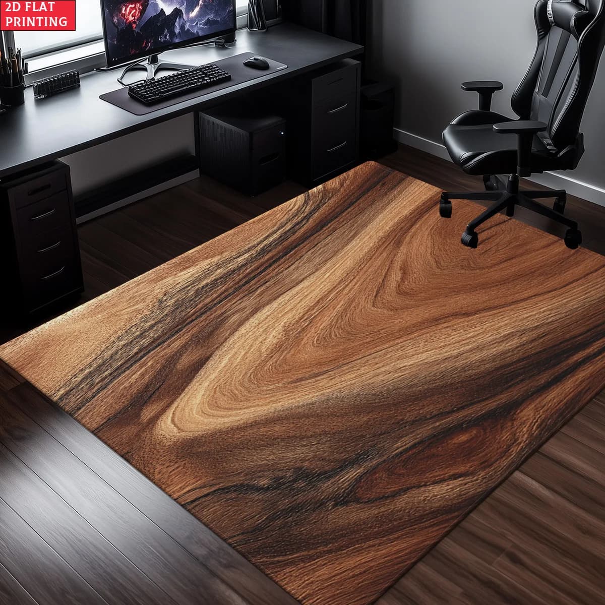 VIKAMA American Wood Grain Retro E-Sports Room Carpet, Anti-Slip And Wear-Resistant Desk Foot Mat, Home Decoration Floor Mat