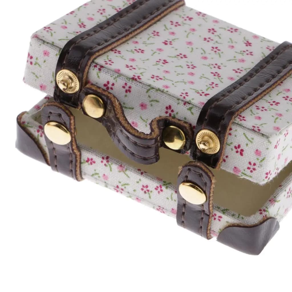 Valigia in Miniatura Scala 1:6 per Casa delle Bambole, Valigetta in Legno Vintage, Accessori per Esposizione in Stanza delle Bambole