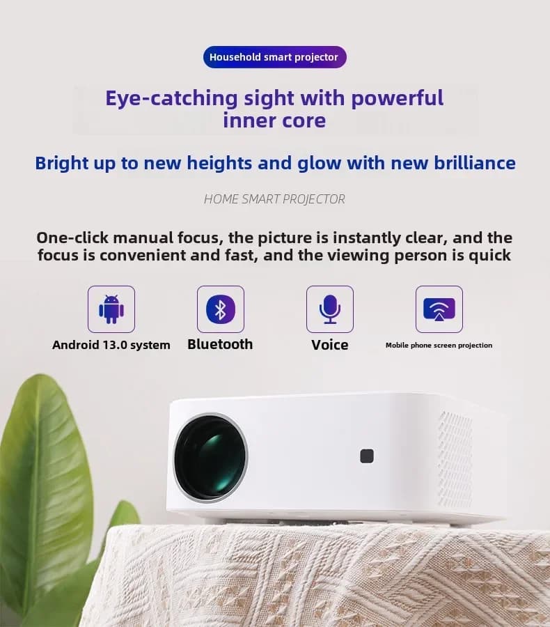 Proiettore Mini HD 1080P 2025 con Lampada LED, 2GB RAM, Android 9, Funzione Mirroring, Portatile Wireless Popolare