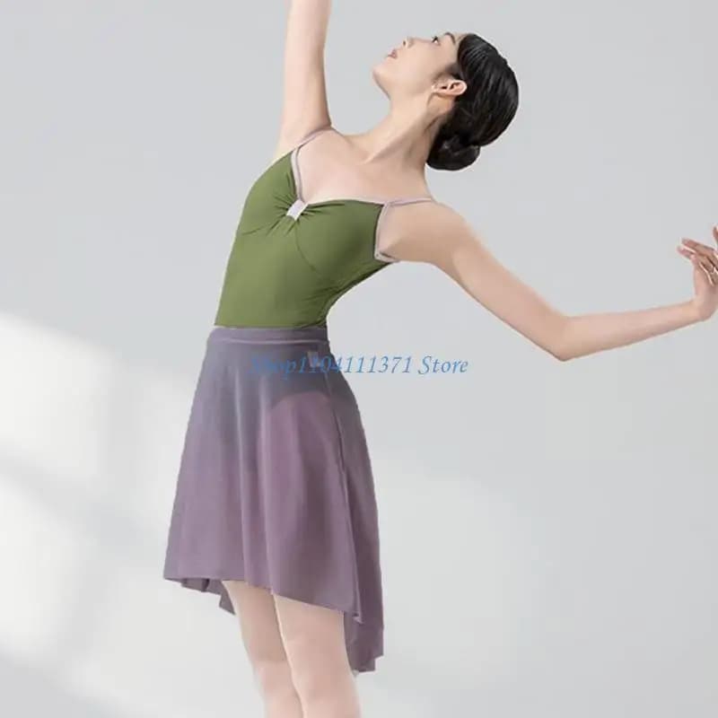 P9FC Gonna da ballo unita per donna Gonna avvolgente traspirante Gonna elegante da balletto