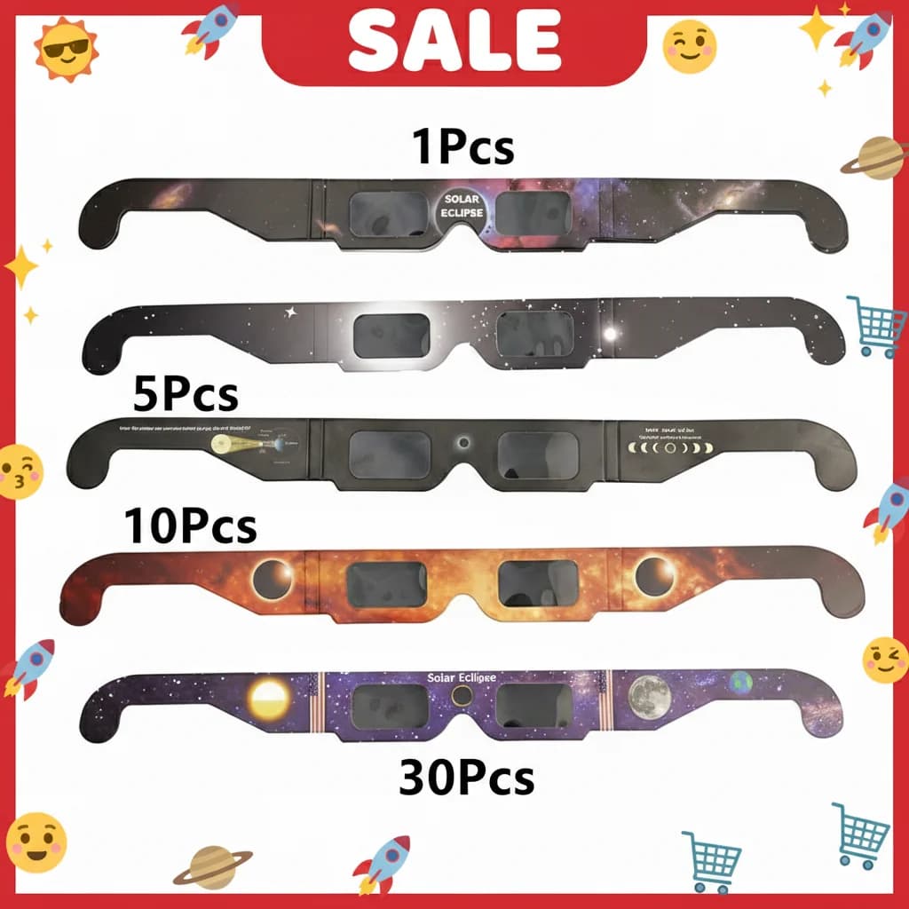 Wholesale Solar Eclipse Card Glasses (1/3/5/10/100 Pieces) Safe for Direct Sun Observation, Total Eclipse and Partial
