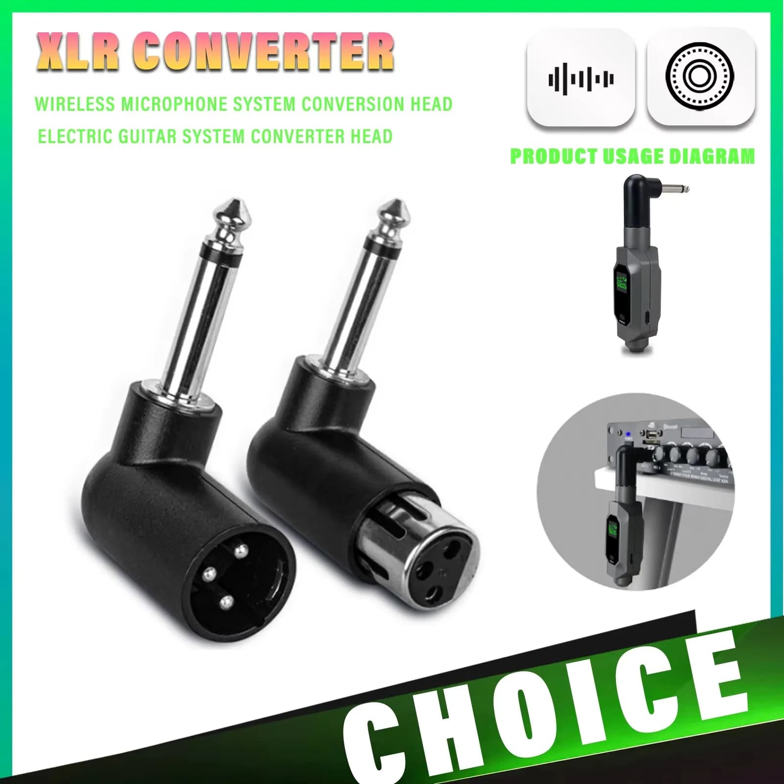 Convertitore Audio KEBIDU da XLR a 6,5mm, Adattatore per Microfono Wireless, Convertitore per Sistema di Chitarra Elettrica, Adattatore per Microfoni e Altoparlanti