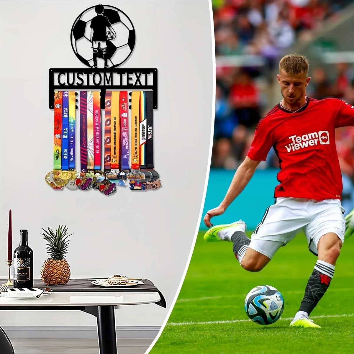 Personalized exhibitor for football theme metal medals Supernova, Valentine's Day gift, to decorate the room, suitable for basketball, football and other sports.