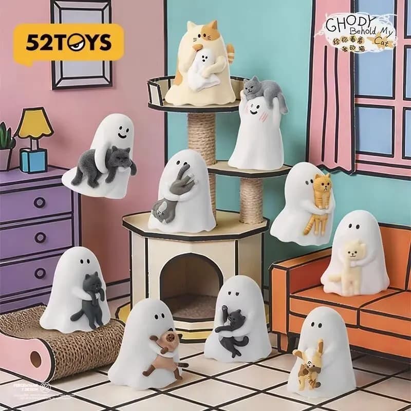 Mini Ghost Cat Blind Box Figure Luminous Toy Desktop Ornament Cute Doll Home Decoration Holiday Birthday Gift