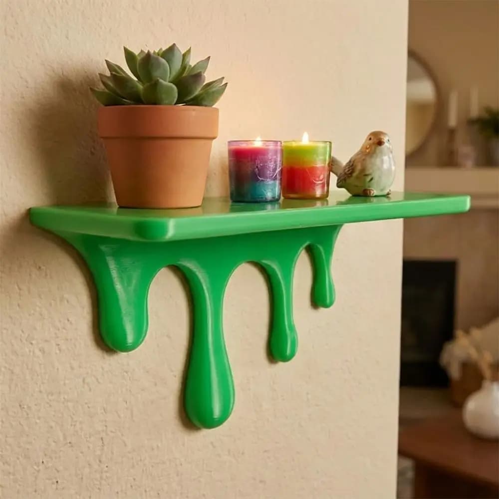 3D Printed Drip Floating Shelf Wall-Mounted Stable Melting Wall Shelf Artistic Plastic Plants Display Stand Potted Display