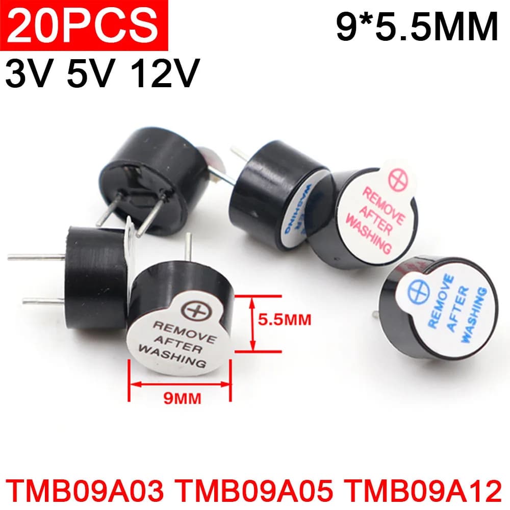 20 pcs Kit Cicalino Active Long Bip Continuo TMB09A05 9055 9*5.5mm Mini Cicalini Piezo Active Measuring for Arduino DIY 3 V 5 V 12 V