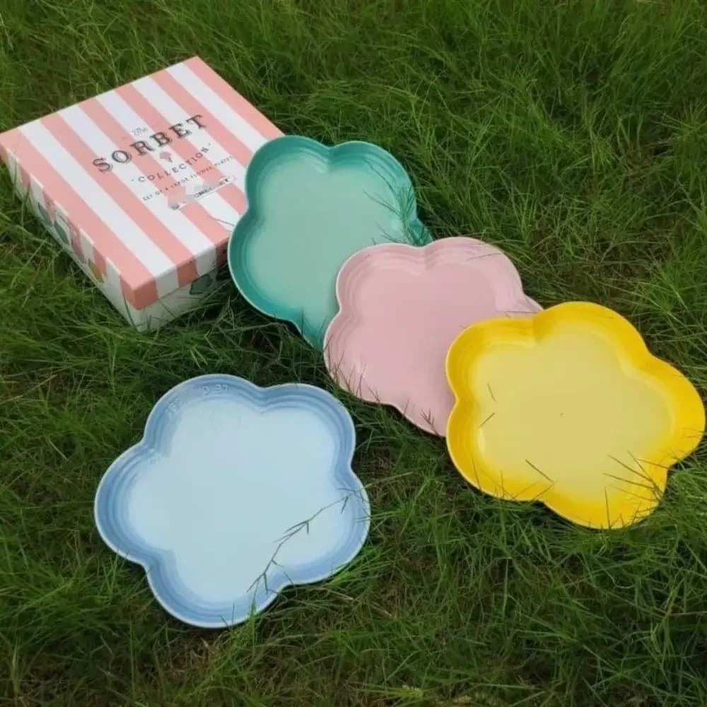 Piatto piccolo in ceramica con fiore di pruno, multiuso, 14 cm, ciotole rialzate per animali domestici, ciotola per cibo per gatti multicolore in tinta unita