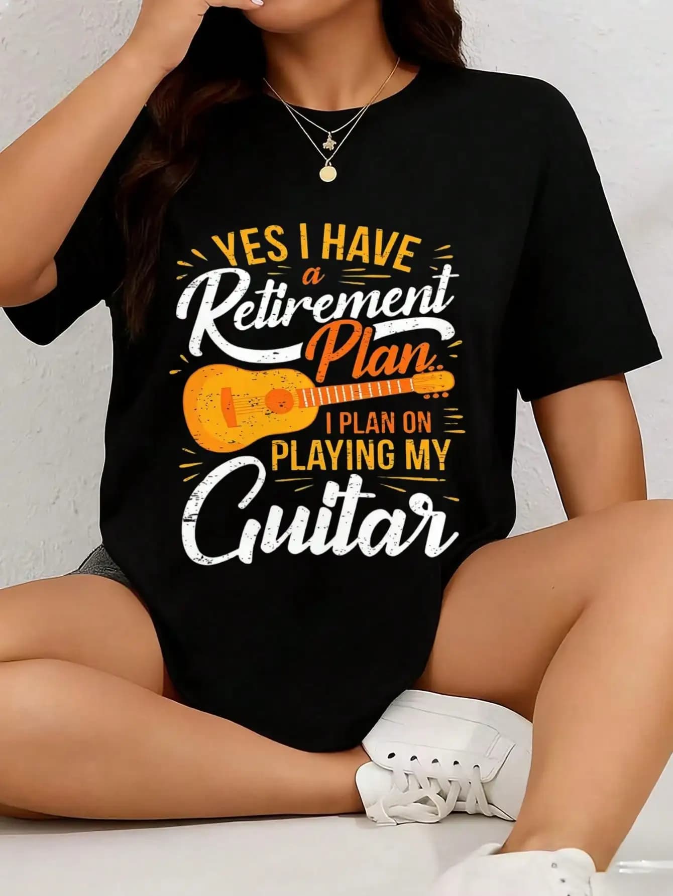 Yes I Have A Retirement Plan I'm Learning To Play My Guitar Graphic Tee, Casual Short Sleeve T-Shirt