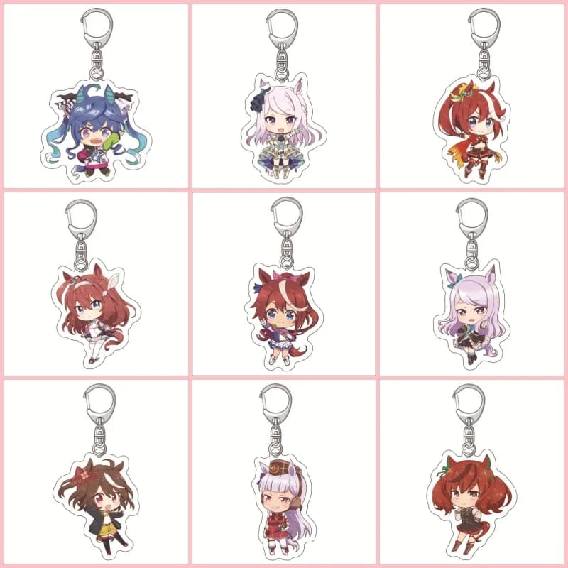 Anime Pretty Derby Shuttle Mejiro Mcqueen 6 centimetri Acrilico Portachiavi Symboli Rudolf Kawaii Gioco Carino Gioielli Costumi Cosplay Puntelli